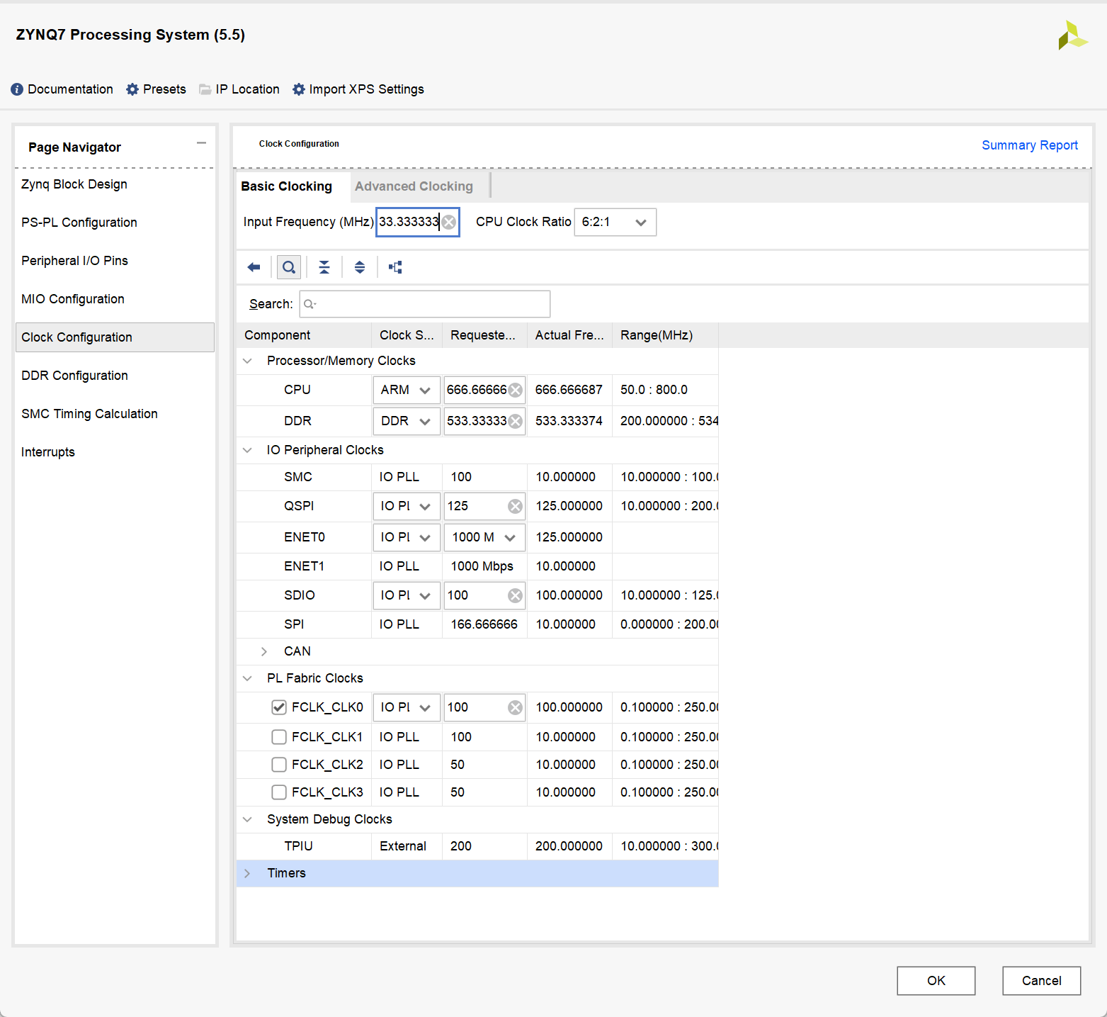 ZYNQ 时钟系统配置
